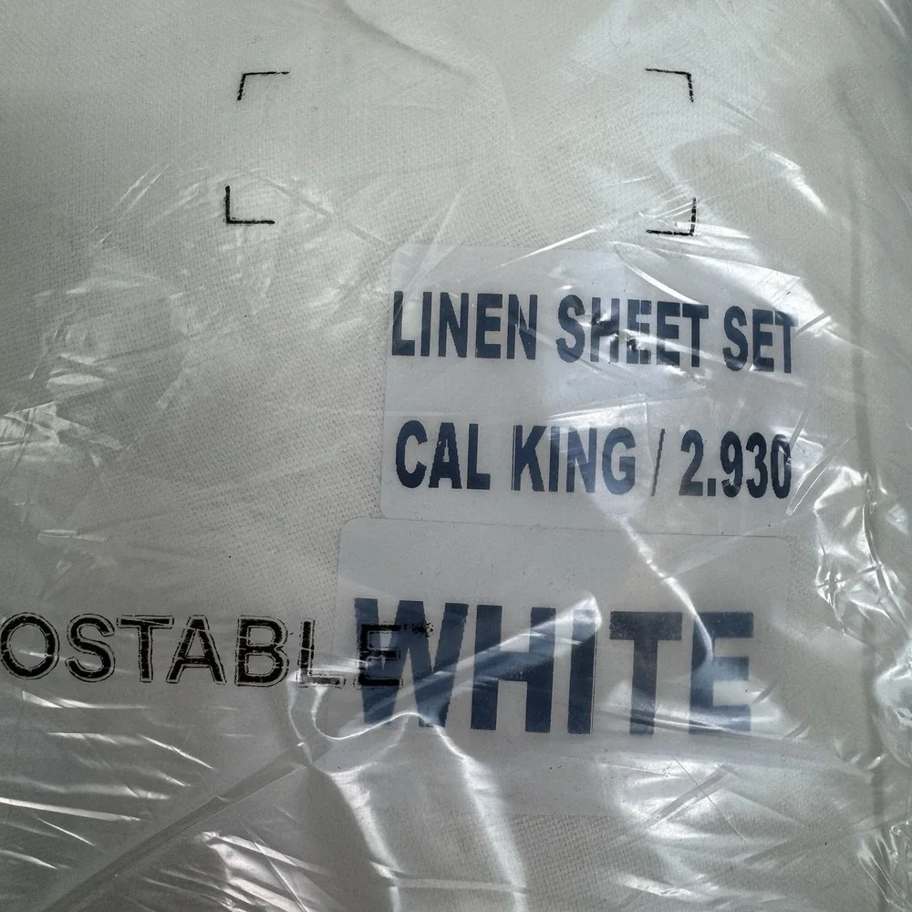 Quince European Linen Cal. King Sheet Set, White, MSRP $214